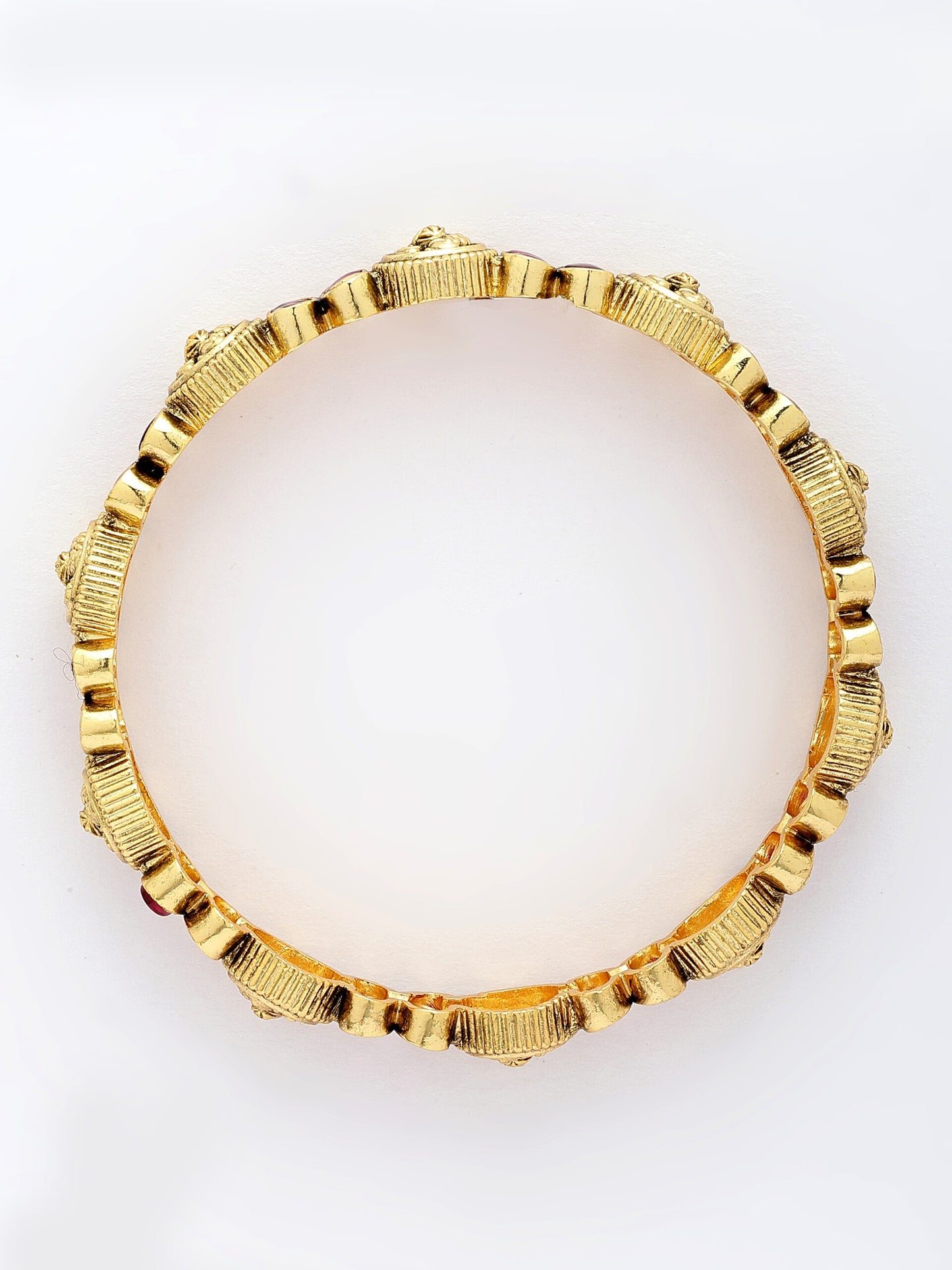 Exquisite Ruby Stone Bangle With Intricate Nakshi Design