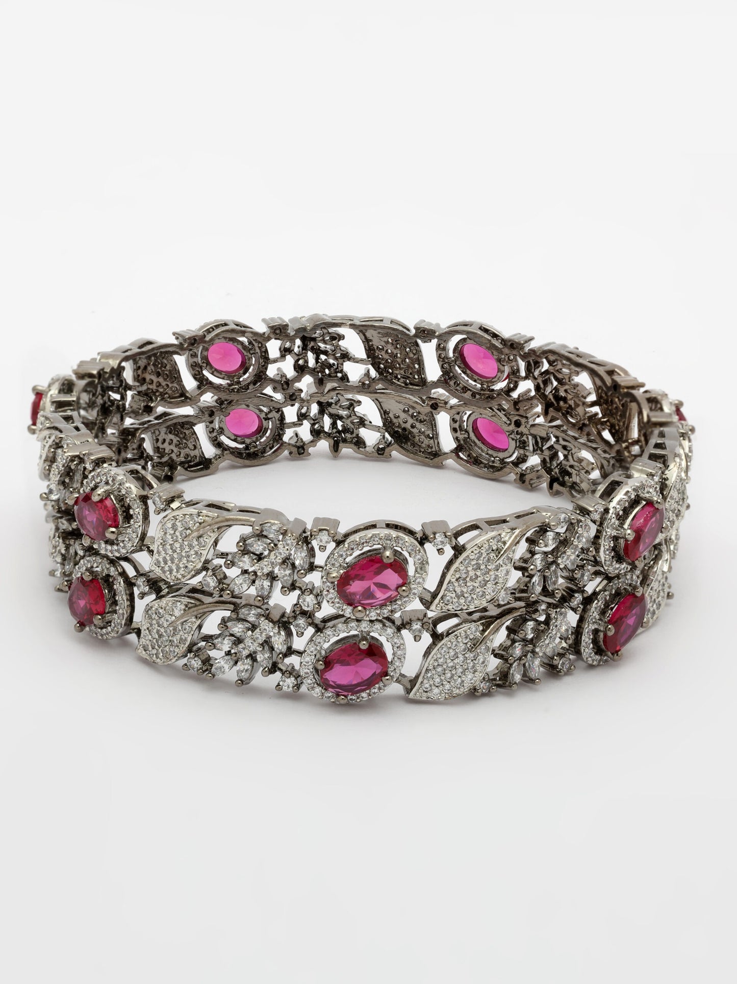 Radiant Elegance: Ruby & Zircon Bangle