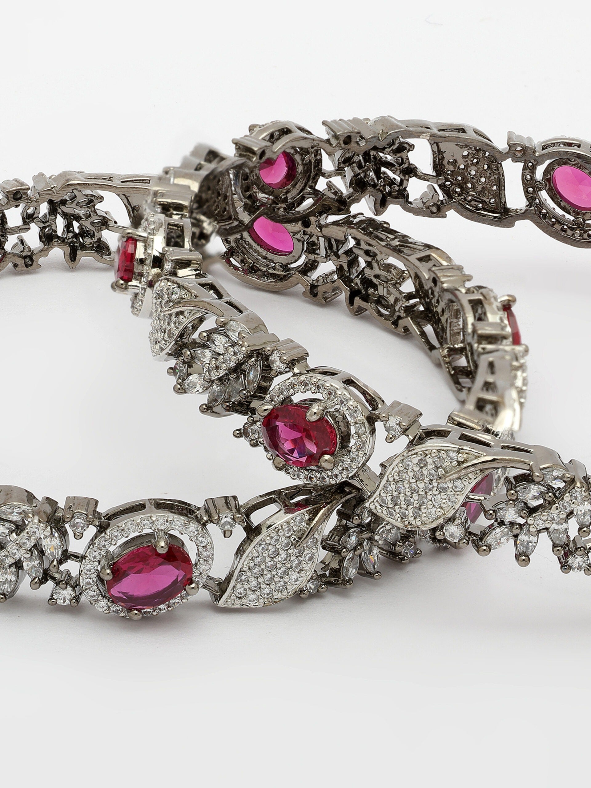Radiant Elegance: Ruby & Zircon Bangle