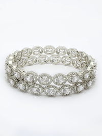 White Zircon Bangle With Rhodium Finish