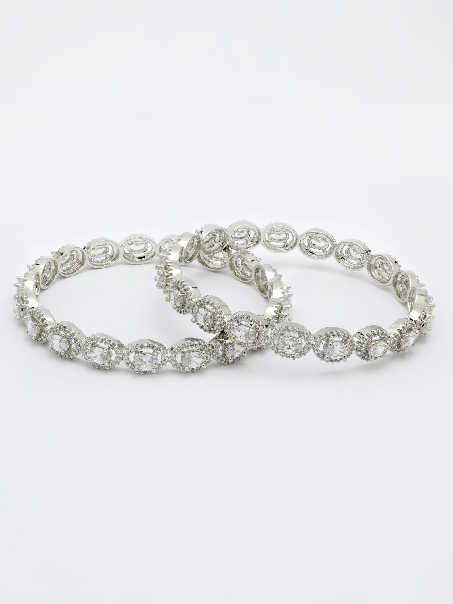 White Zircon Bangle With Rhodium Finish