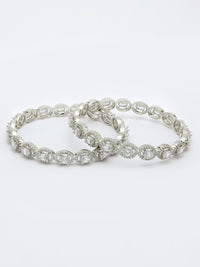 White Zircon Bangle With Rhodium Finish