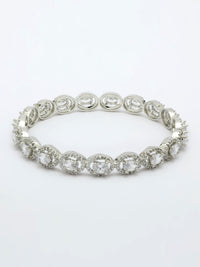 White Zircon Bangle With Rhodium Finish