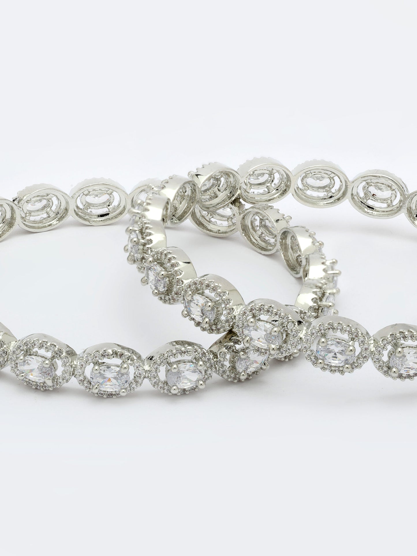 White Zircon Bangle With Rhodium Finish
