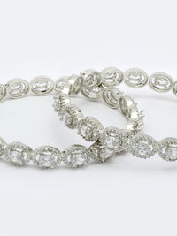 White Zircon Bangle With Rhodium Finish
