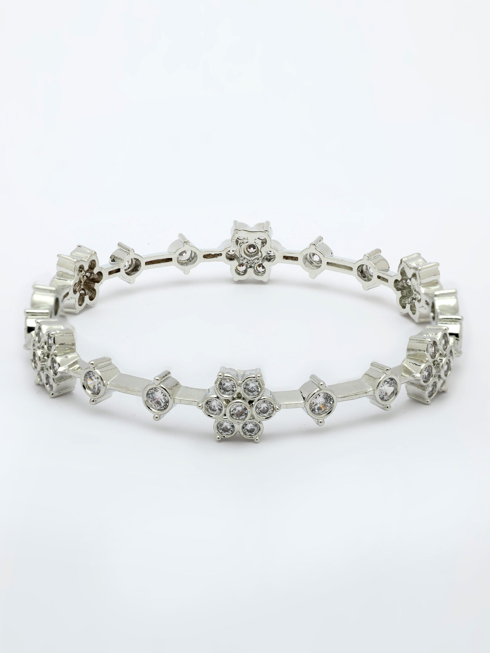 Exquisite Ruby & Zircon Bangle in High Gold Finish