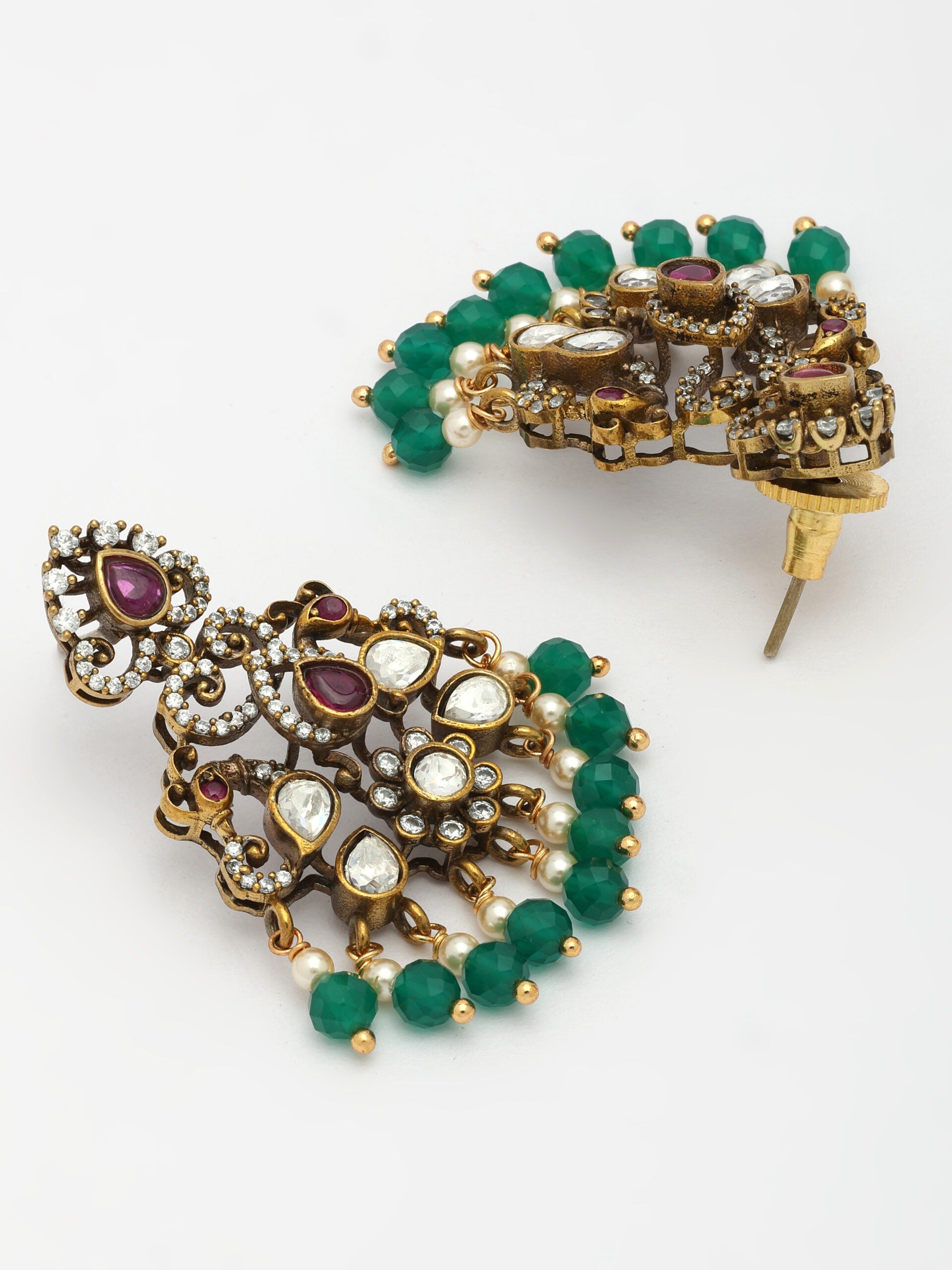 Regal Necklace Set With Moissanite, Ruby, Zircon & Emerald-Pearl Accents