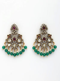 Regal Necklace Set With Moissanite, Ruby, Zircon & Emerald-Pearl Accents