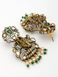 Luxury Moissanite Haaram Adorned With Emerald Beads and Premium Pearls