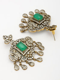 Opulent Layered Haaram with Moissanite, Emerald, Zircon & Pearl Accents