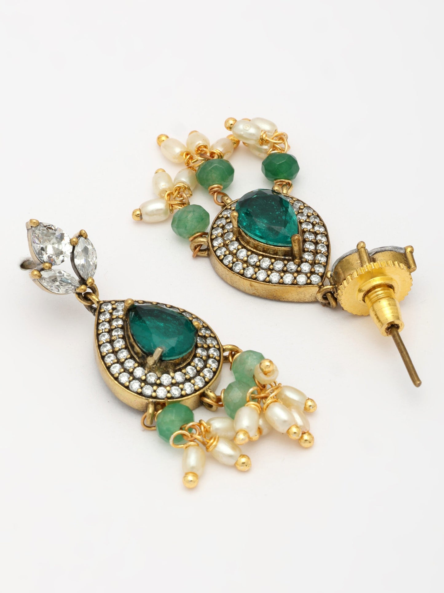 Luxury Moissanite and Emerald Necklace Set With Zircon Accents and Rice Beads