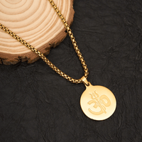 Men’s 24-Inch Gold Om Trishul Pendant Rope Chain Necklace