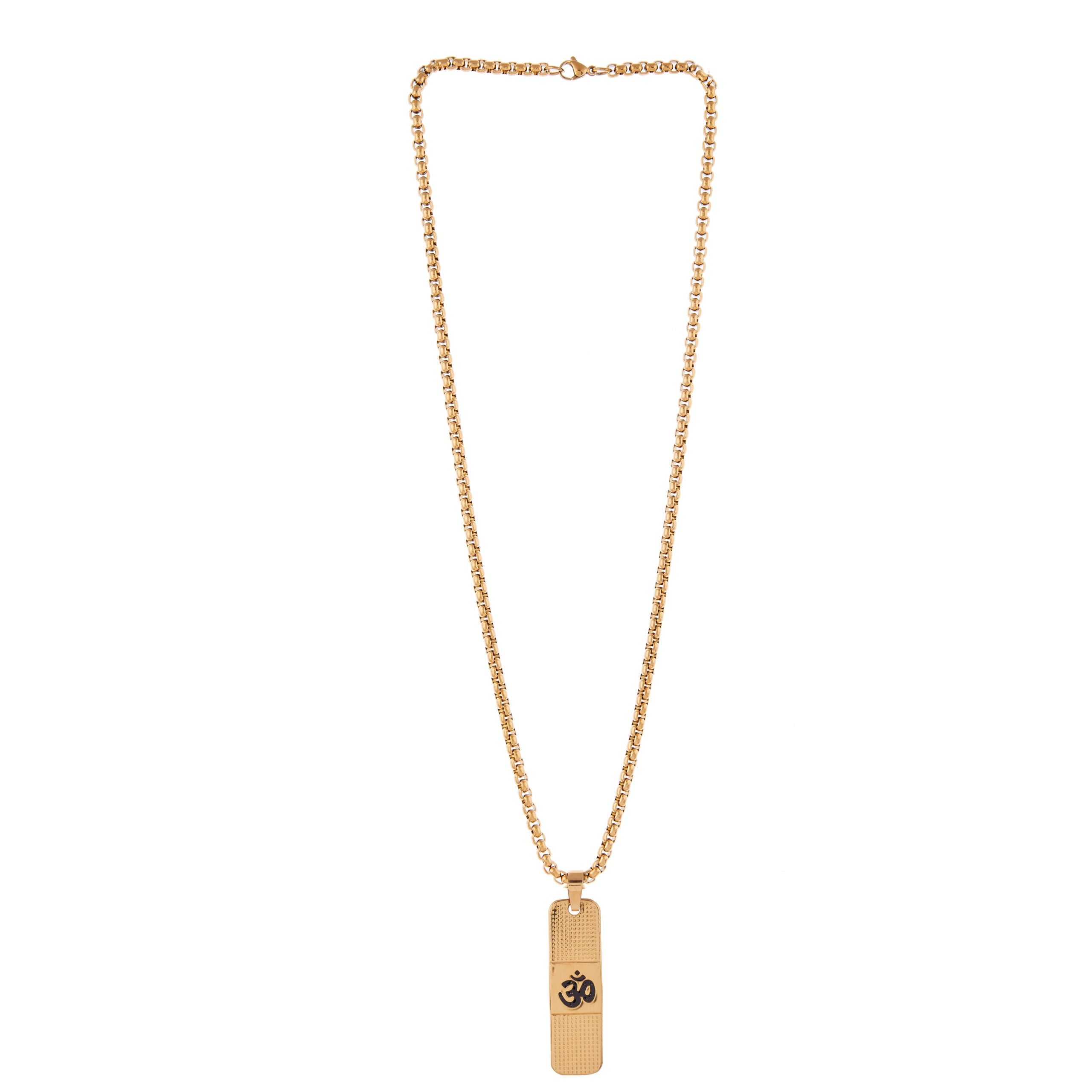 Divine Om Pendant Gold Plated Necklace For Men