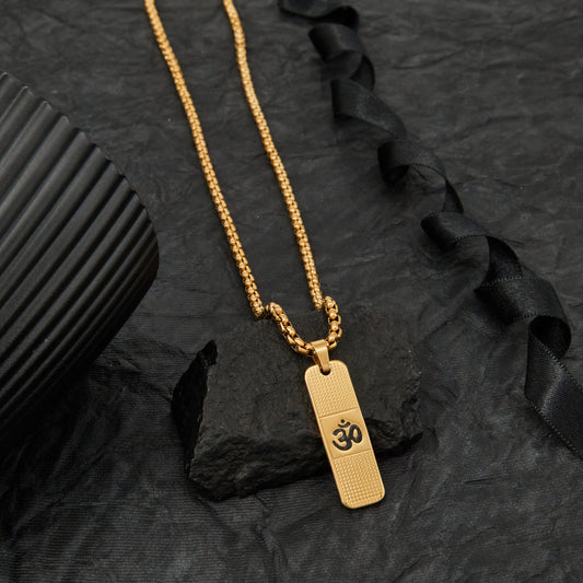 Divine Om Pendant Gold Plated Necklace For Men