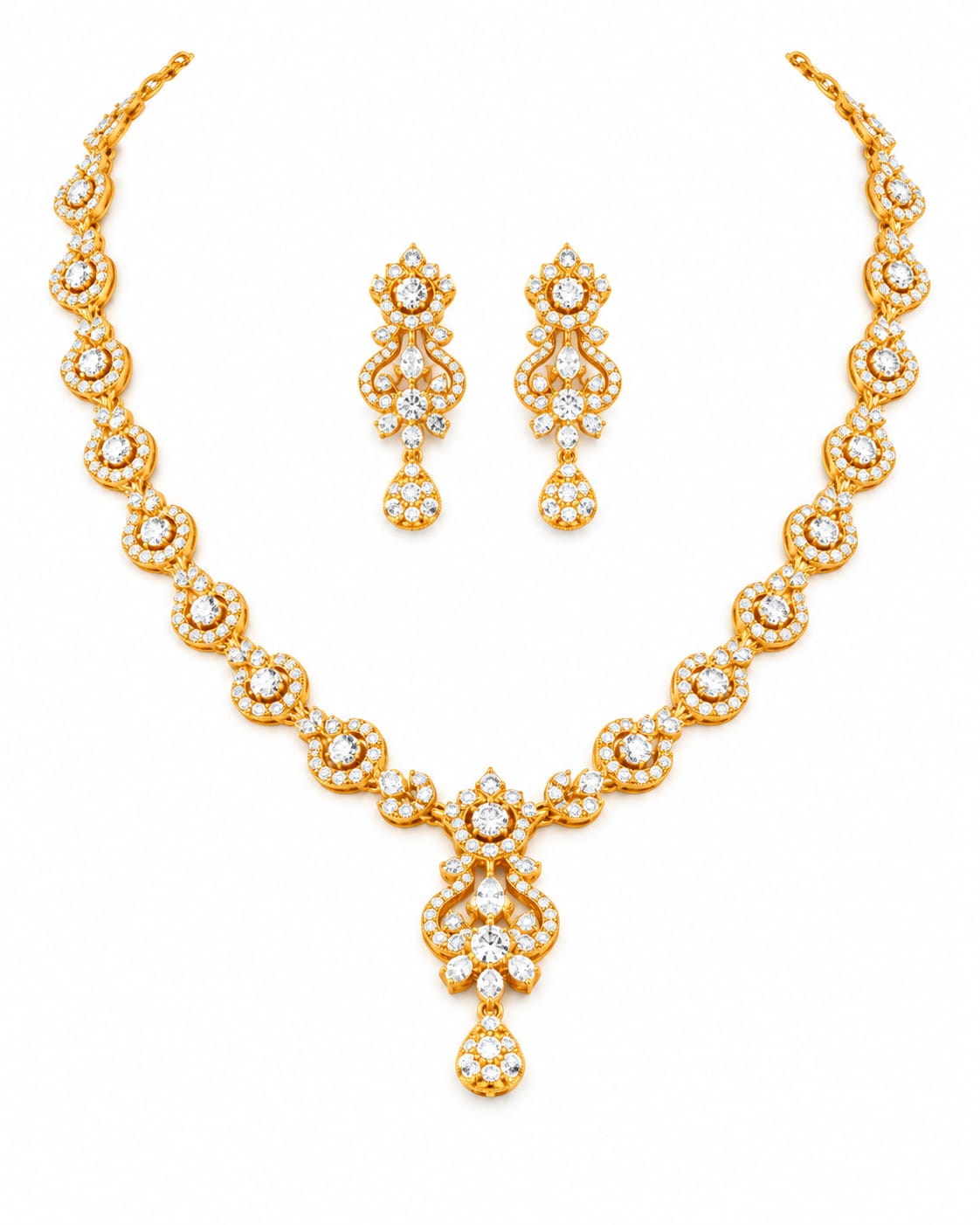 Shimmering Petals zircon Necklace Set
