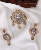 Gold-Polish Bird Pendant with Zircon Stones