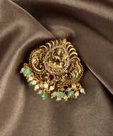 Divine Lakshmi Devi Pendant Adorned with Ruby and Zircon
