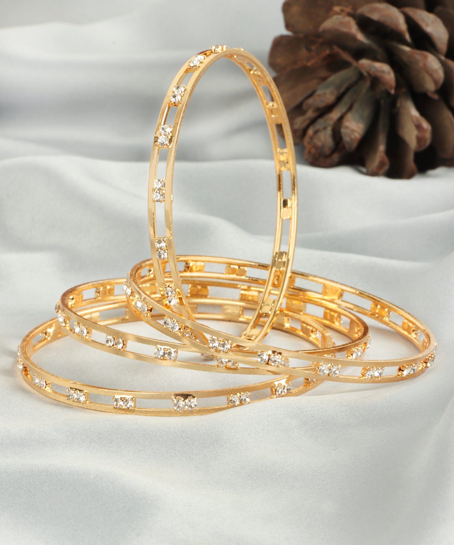 Classic High Gold Polish Bangles with Sparkling Lab-Grown Zircons