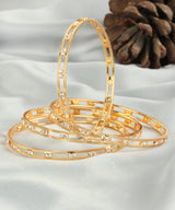 Classic High Gold Polish Bangles with Sparkling Lab-Grown Zircons