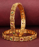 Sacred Ram Parivar Emerald & Ruby Bangles