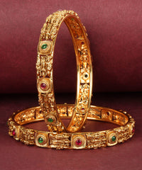Sacred Ram Parivar Emerald & Ruby Bangles