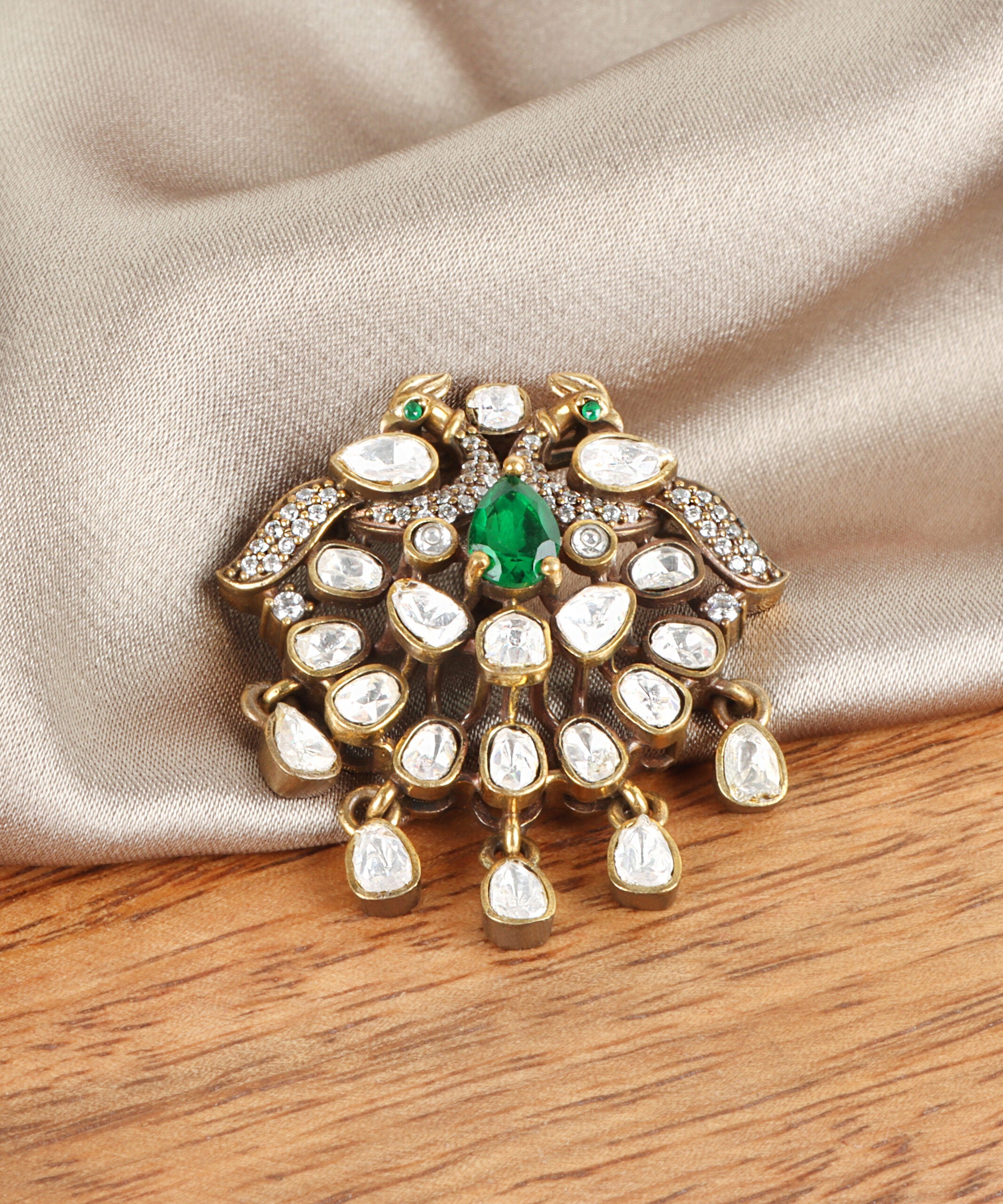 Stunning Moissanite, Emerald & Zircon Pendant