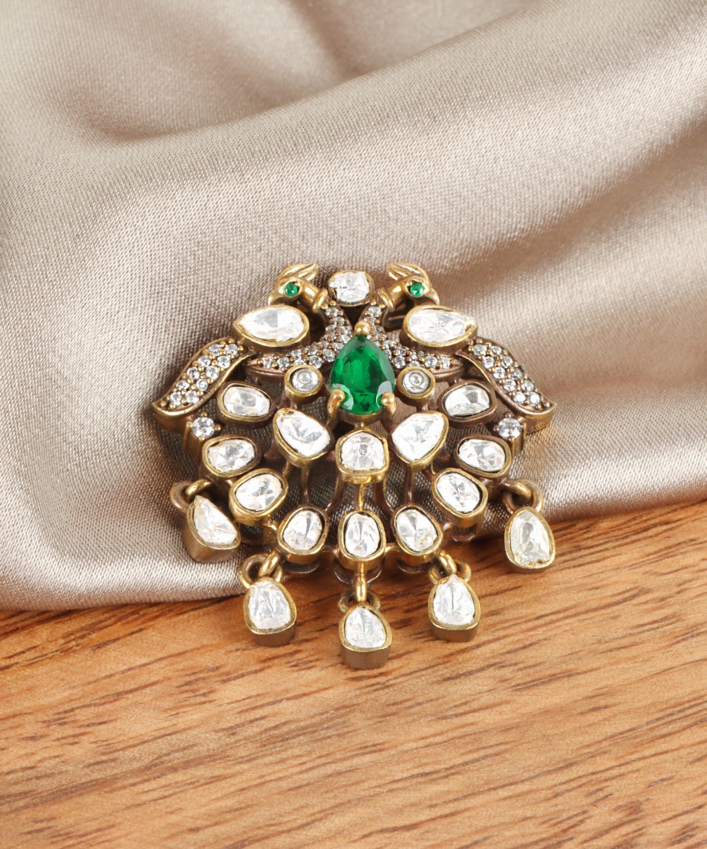 Stunning Moissanite, Emerald & Zircon Pendant