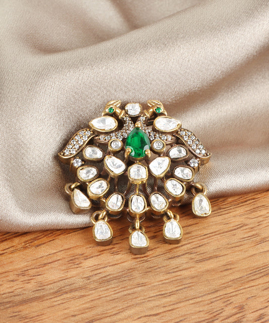 Stunning Moissanite, Emerald & Zircon Pendant