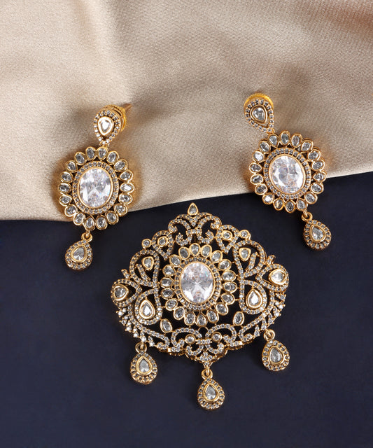 Sparkling Zircon Pendant and Earrings Set