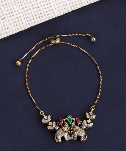 Classic Bracelet Adorned with Ruby, Emerald & Zircon