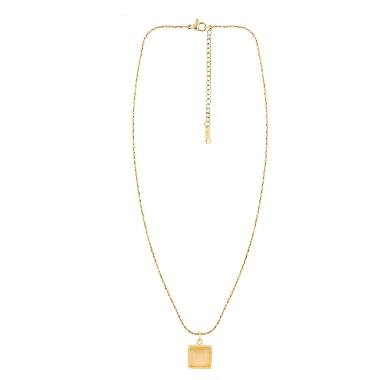 Golden Square Stone Pendant Necklace for Women