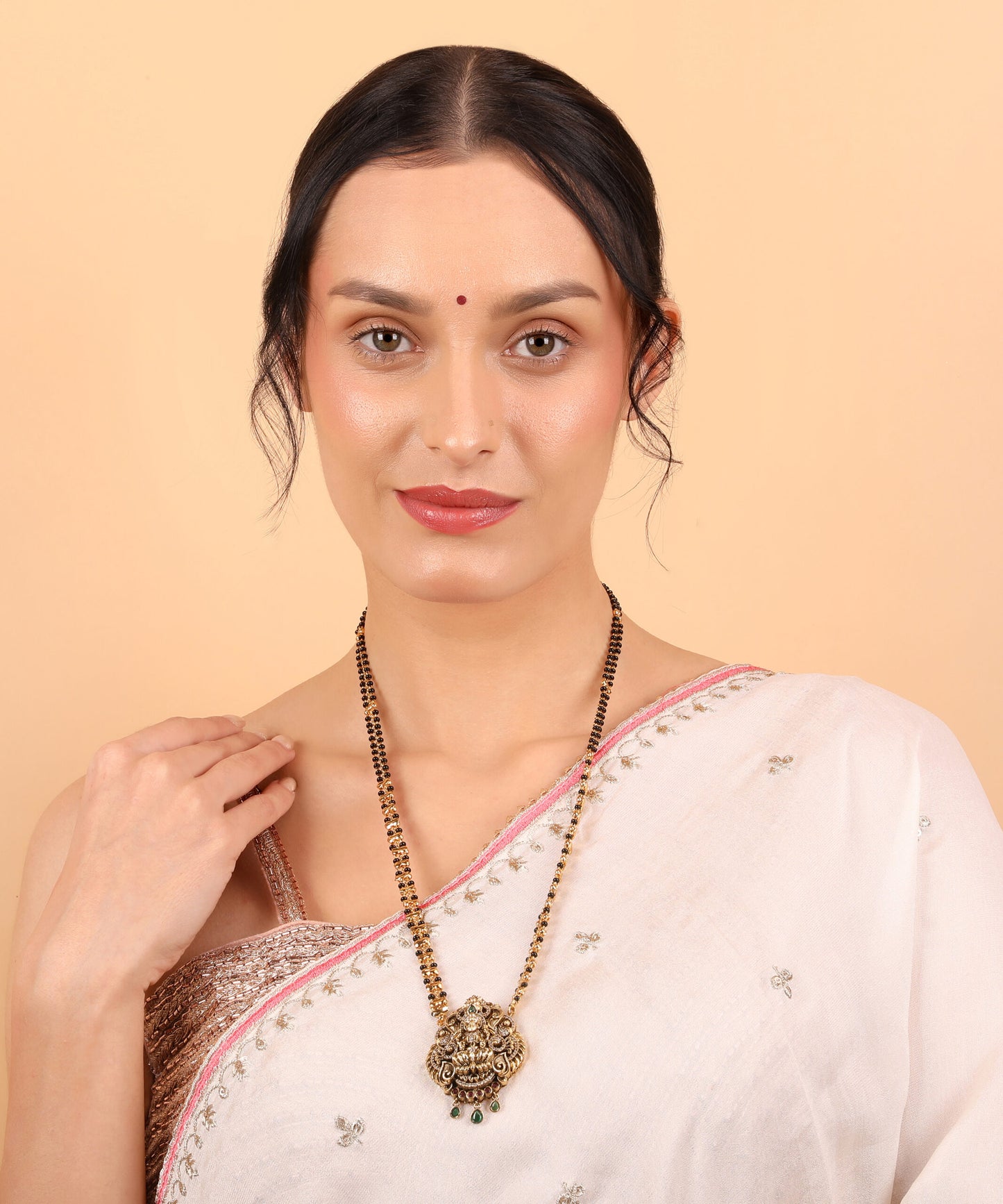 Elegance in Gold — The Premium Black Beads | Goddess Laxmi Devi