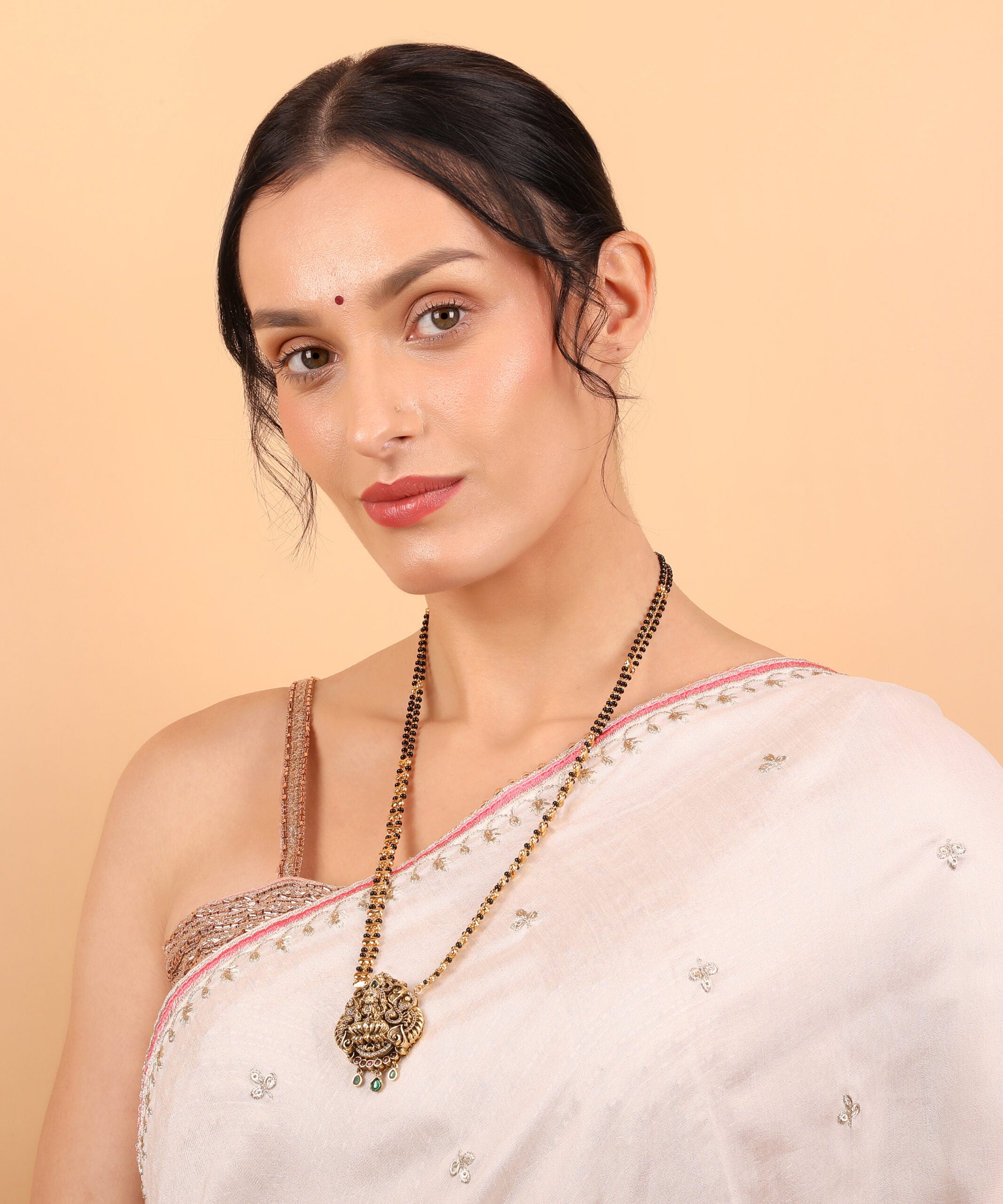 Elegance in Gold — The Premium Black Beads | Goddess Laxmi Devi