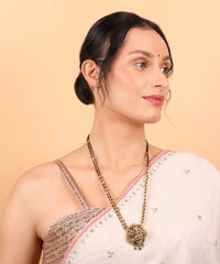Elegance in Gold — The Premium Black Beads | Goddess Laxmi Devi