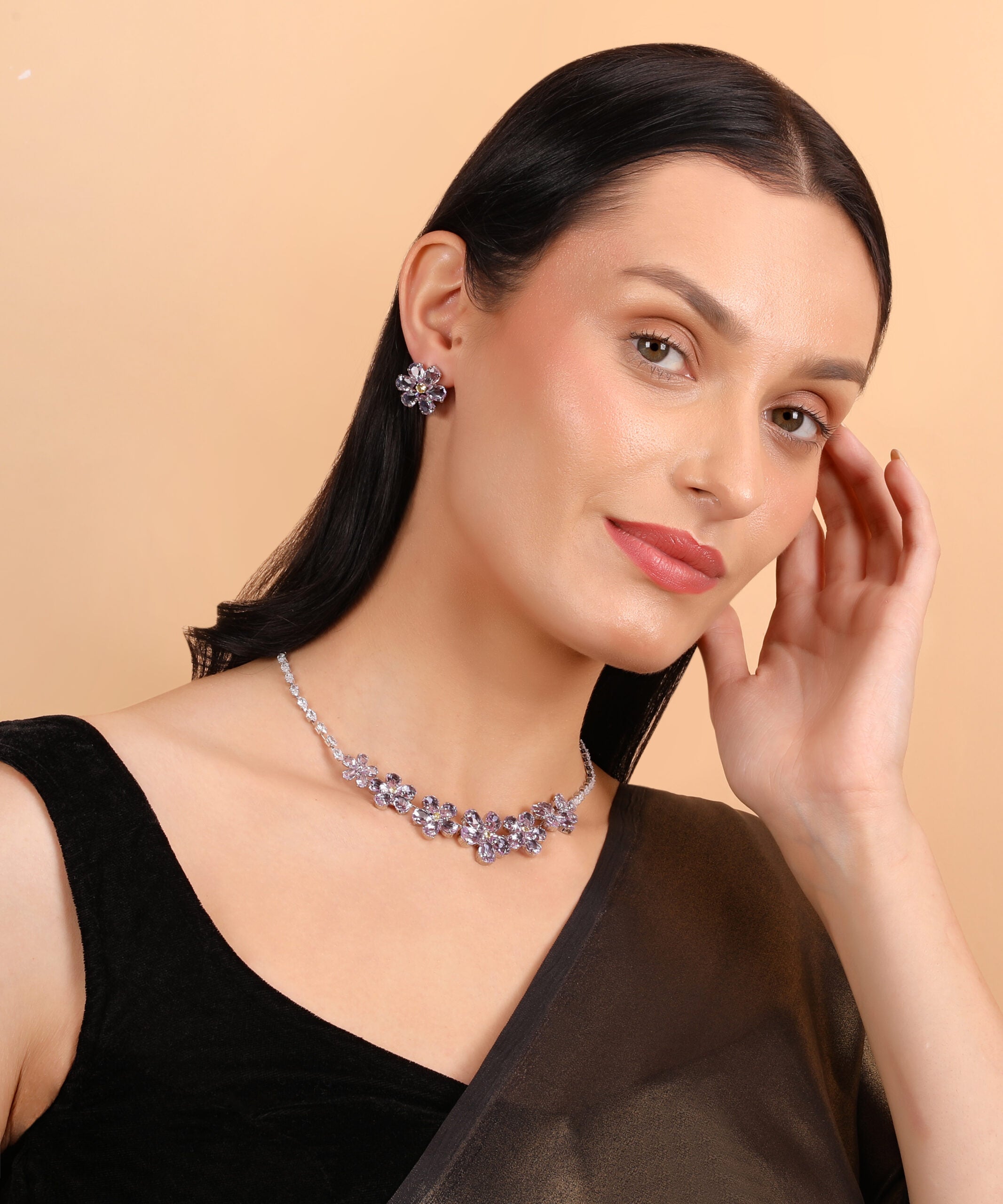 The Brilliance of Perfection — Premium Zircon Necklace | Purple