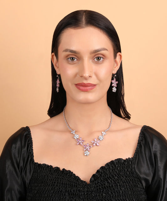 The Brilliance of Perfection — Premium Zircon Necklace | Pink