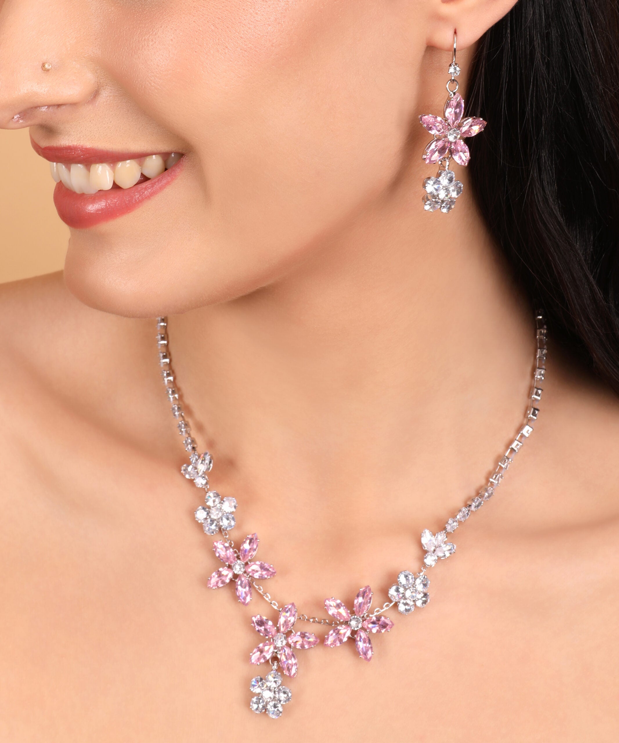 The Brilliance of Perfection — Premium Zircon Necklace | Pink