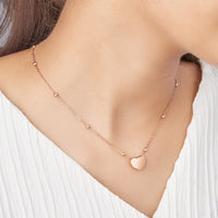Minimal Rose Gold-Tone Heart Shaped Necklace