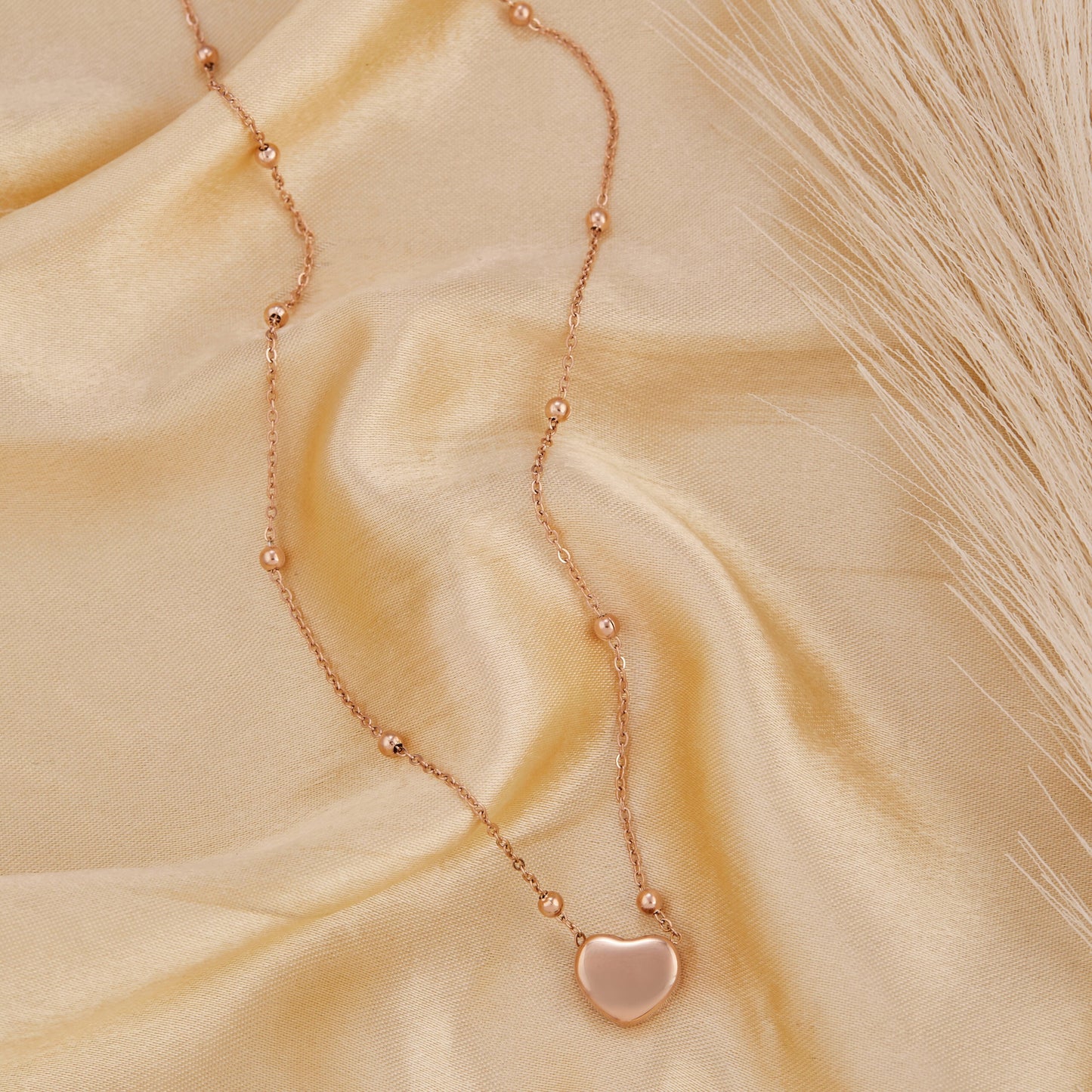 Minimal Rose Gold-Tone Heart Shaped Necklace