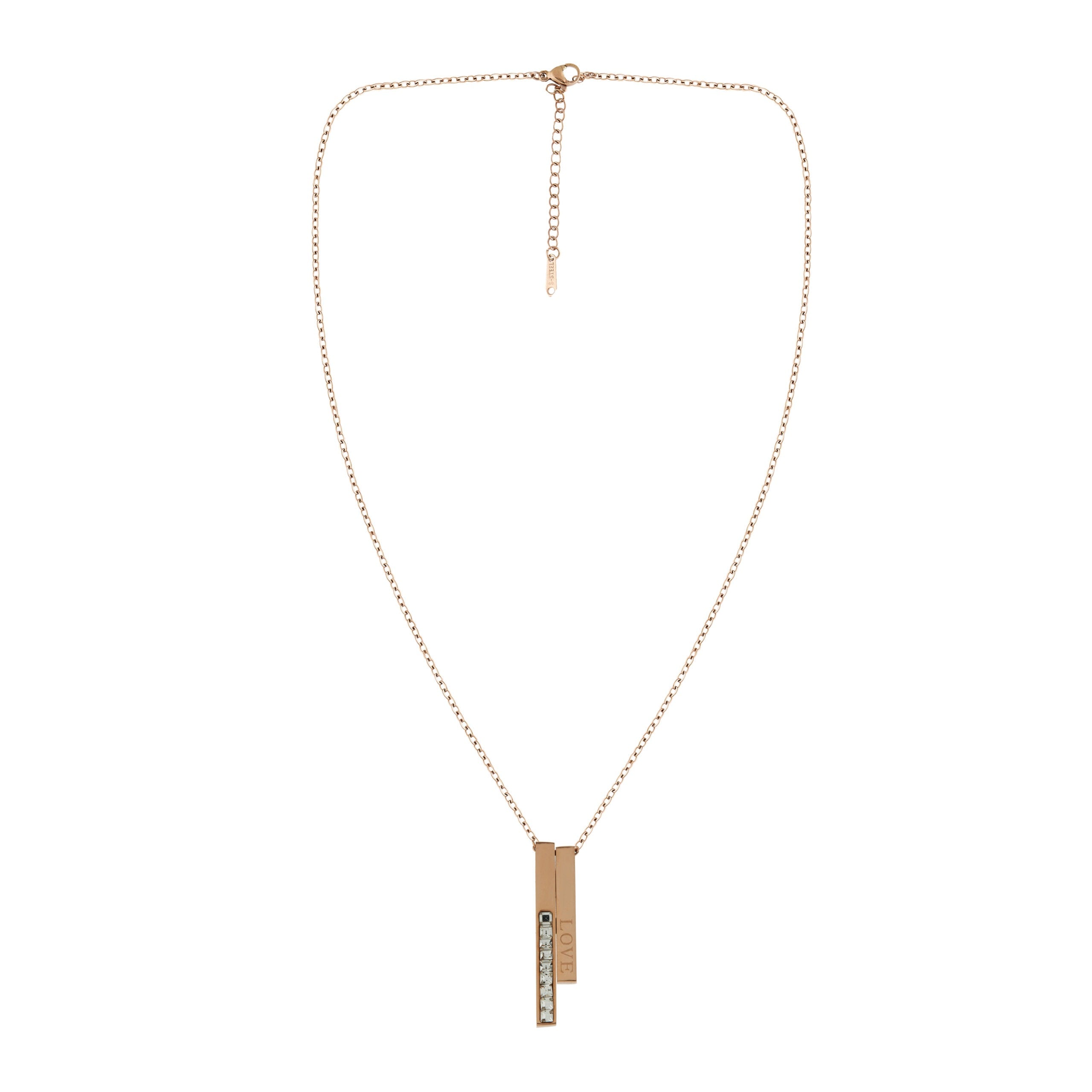 Rose Gold Bar Necklace with Love & Sparkle