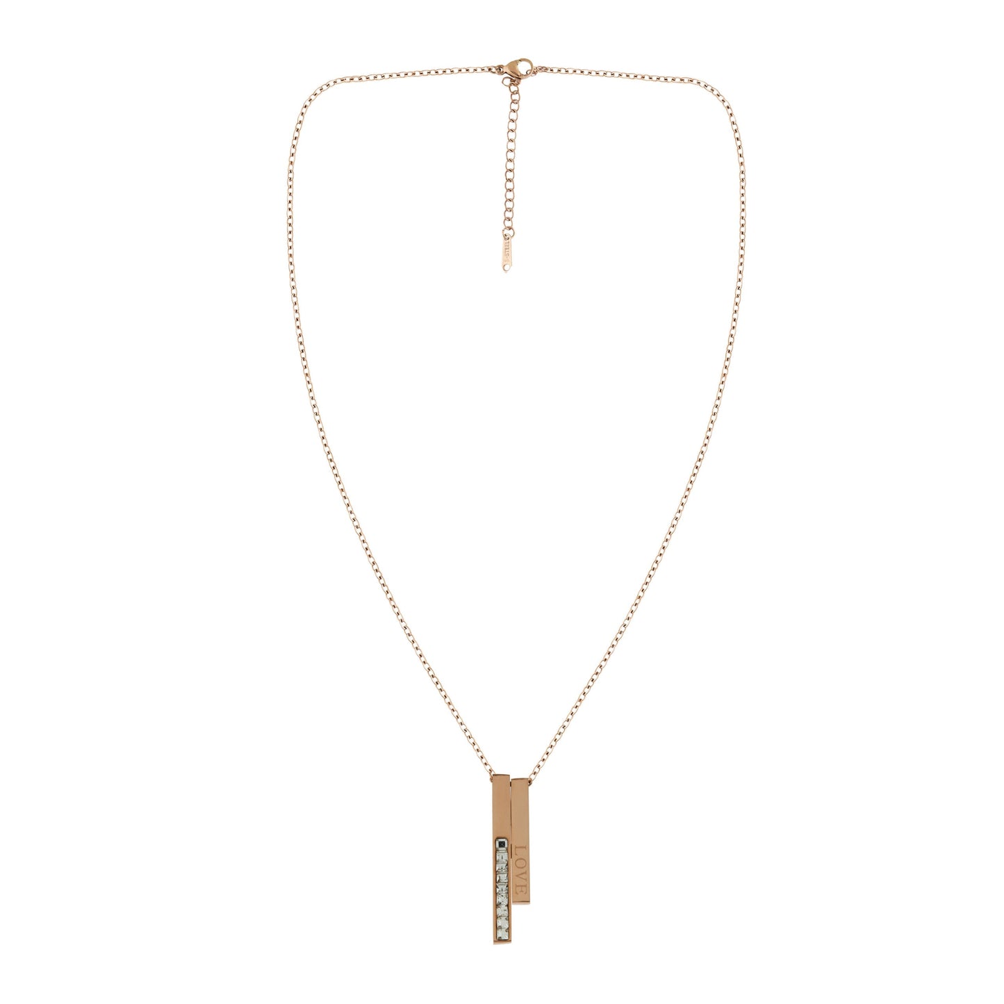 Rose Gold Bar Necklace with Love & Sparkle