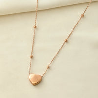 Minimal Rose Gold-Tone Heart Shaped Necklace