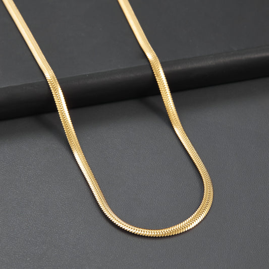 Smooth Gold Finish Snake Chain Necklace for Men