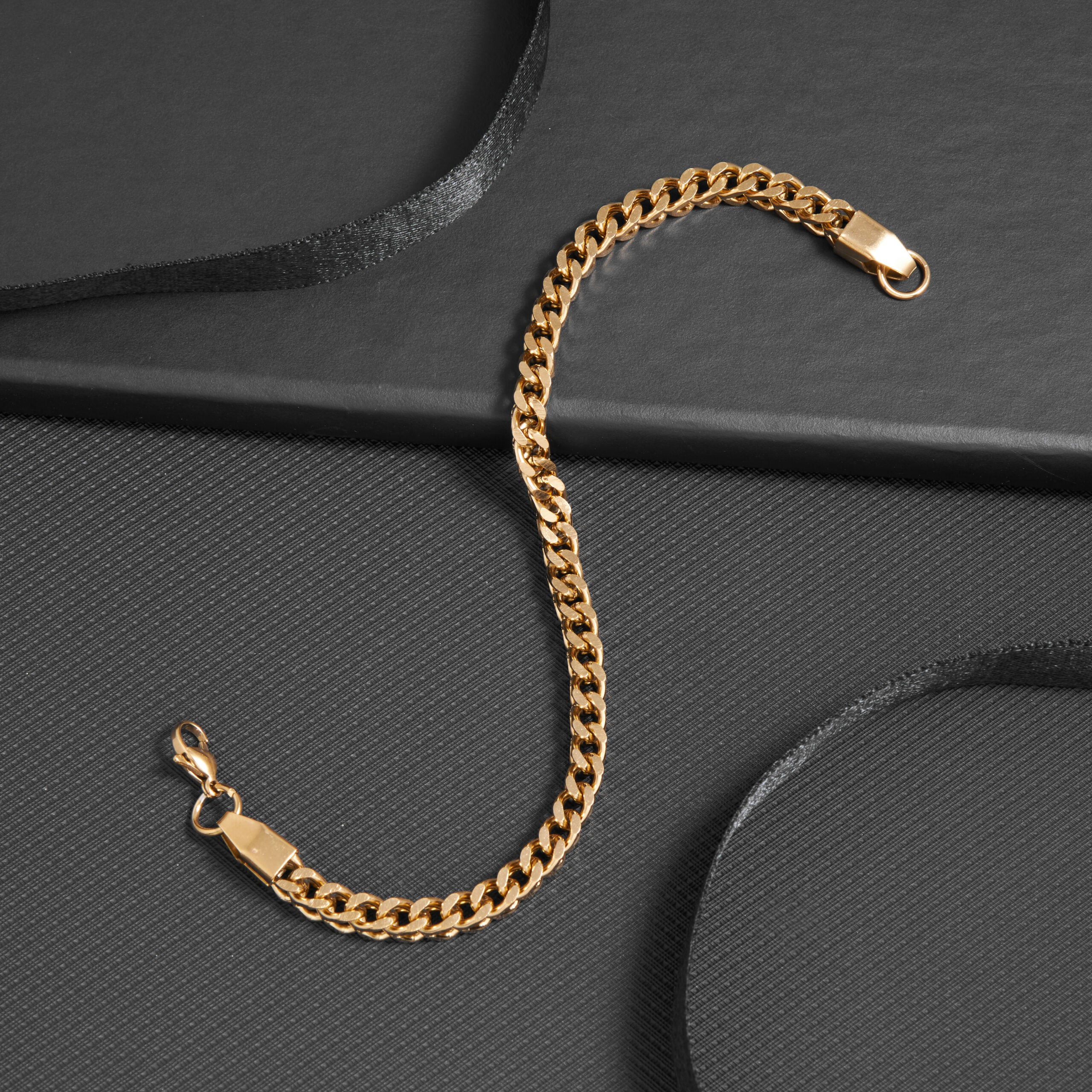 Gold Plated Bold Link Stainless Steel Bracelet For Men