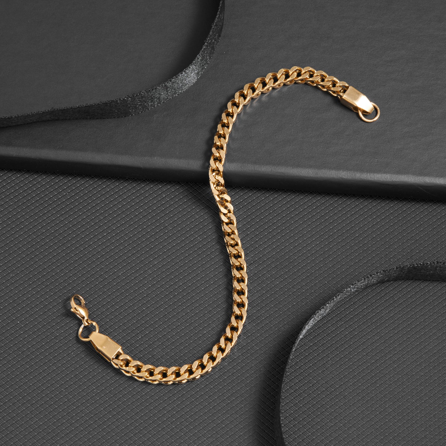 Gold Plated Bold Link Stainless Steel Bracelet For Men