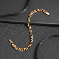 Gold Plated Bold Link Stainless Steel Bracelet For Men