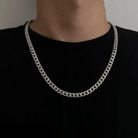 Silver Plated Stainless Steel Curb Chain For Men (21.5 Inch)