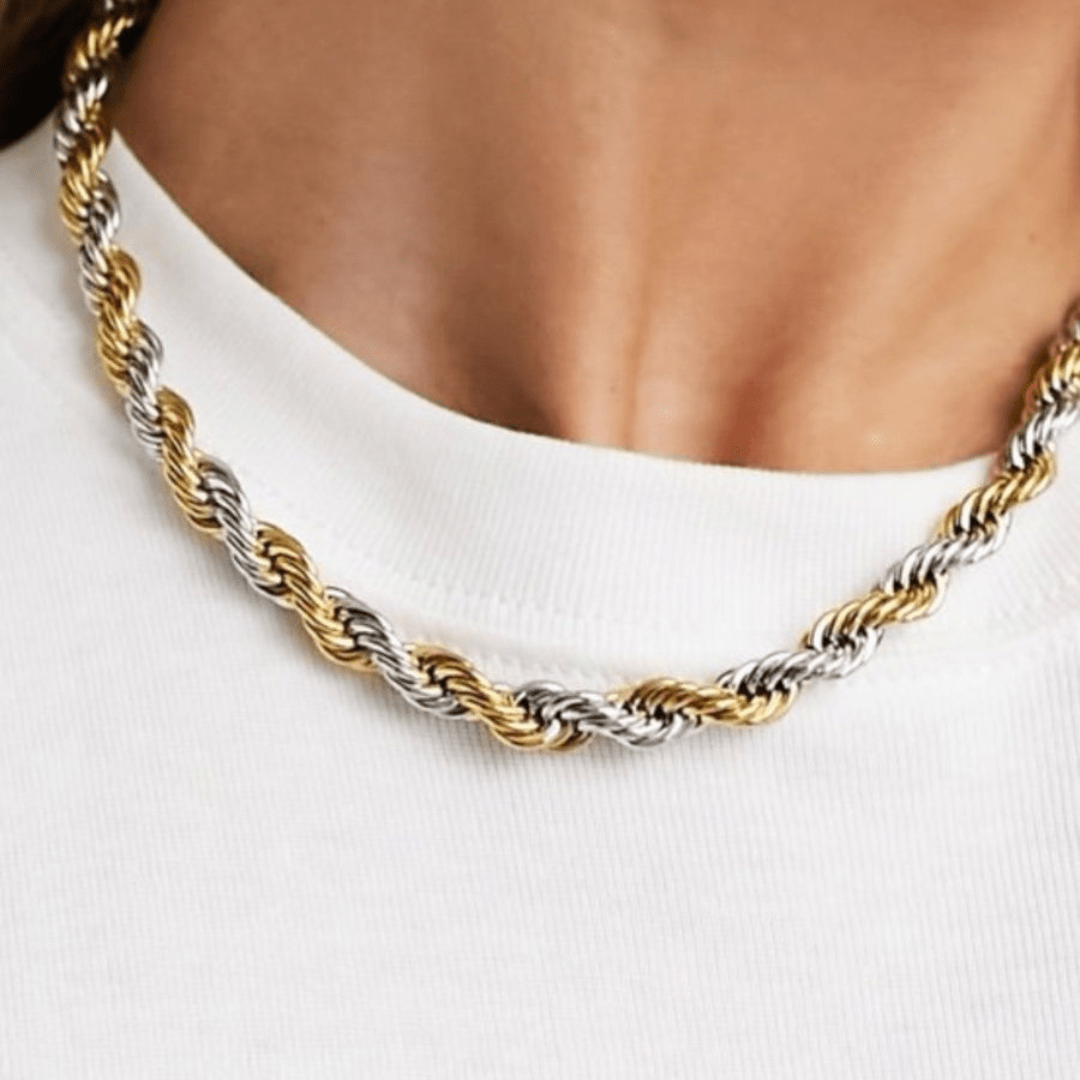 Gold & Silver Plated Twist Design Chain For Mem (21.5 Inch)