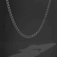 Men’s Wheat-Style Stainless Steel Black Chain (21.5 Inches)