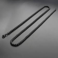 Men’s Wheat-Style Stainless Steel Black Chain (21.5 Inches)